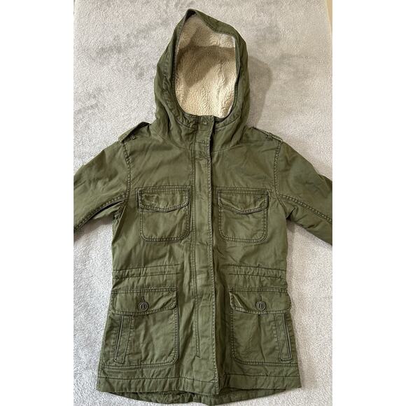 American Eagle Outfitters Olive Sherpa Hood Jacket Drawstring Waist Women's XS - Picture 1 of 10
